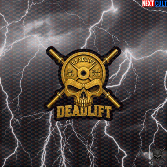 Deadlift Skull Gym Sticker Gold Heavy Metal Decal for Powerlifting Fans Default Title Stickers Next Cult Brand