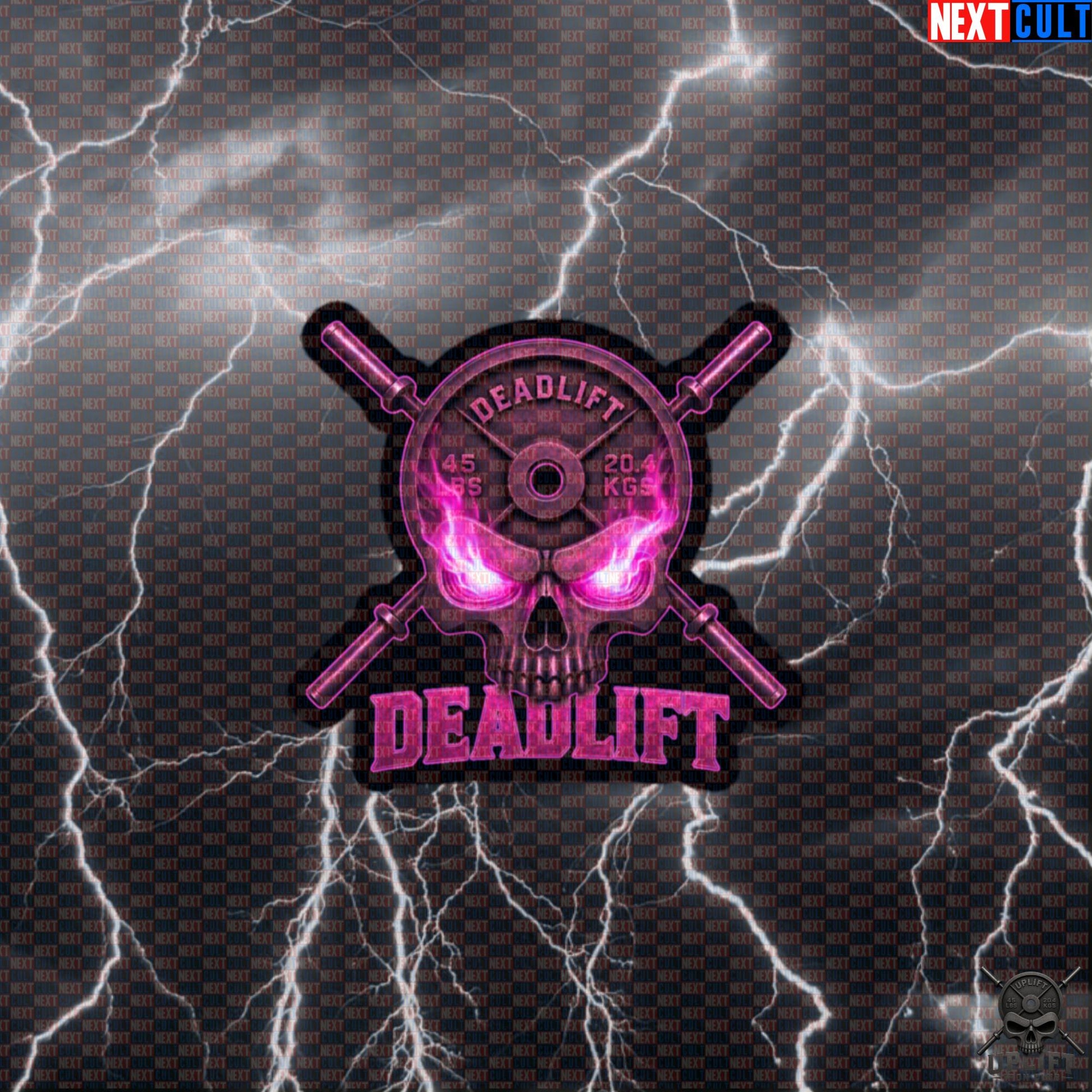 Deadlift Sticker Pink Skull Gym Decal for Powerlifting Leg Day and Heavy Weights |  | ["Bodybuilding", "Fitness", "Gym", "Hardcore", "Leg Day", "Powerlifting", "Workout"]
