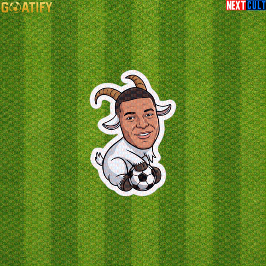 Kylian Mbappe Sticker – Funny GOAT Soccer Decal Football Gift for France and Real Madrid Fans Default Title Stickers Next Cult Brand