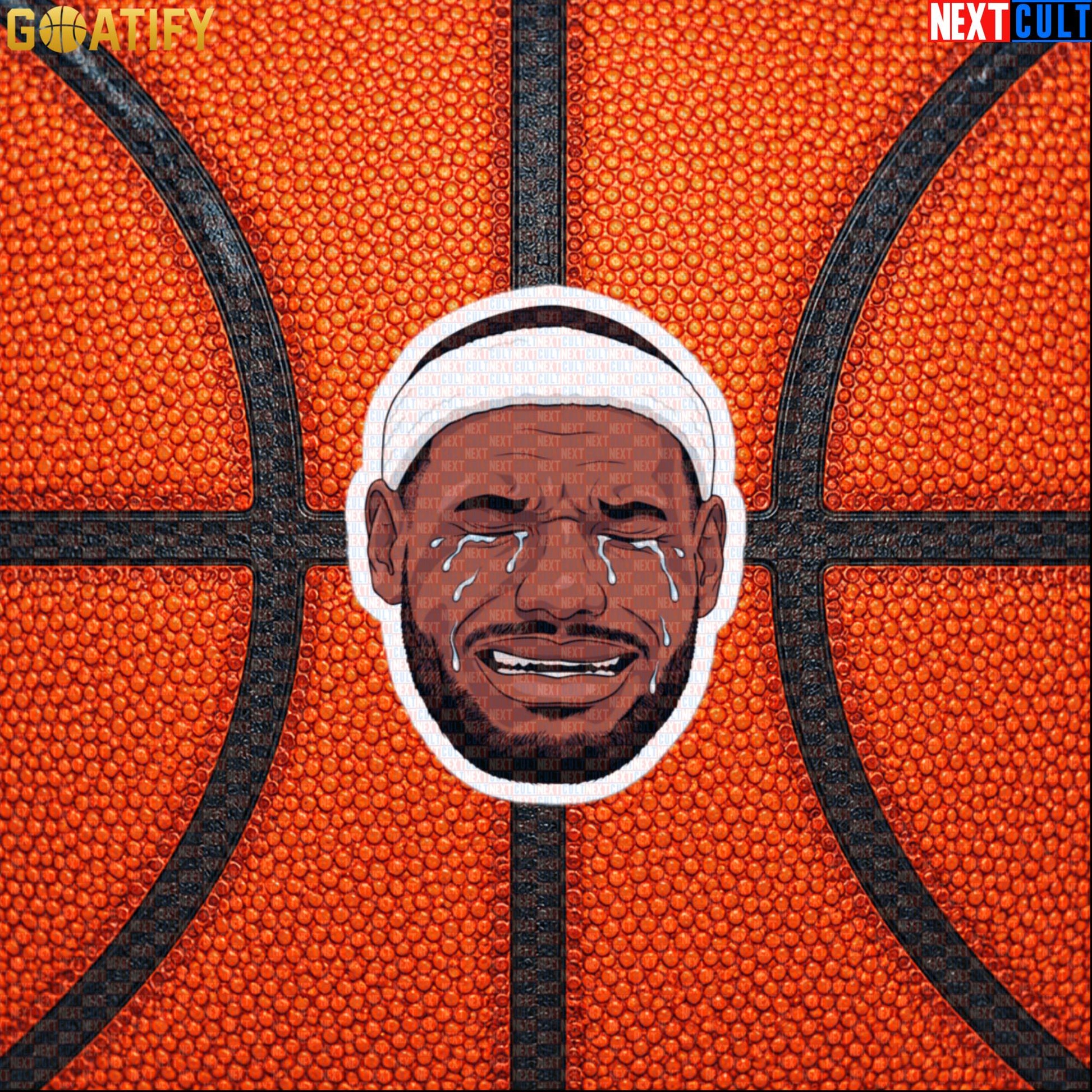 Crying LeBron Meme Sticker – Funny NBA Basketball Reaction Decal Gift for Sports Fans |  | ["Basketball", "LeBron James", "NBA"]