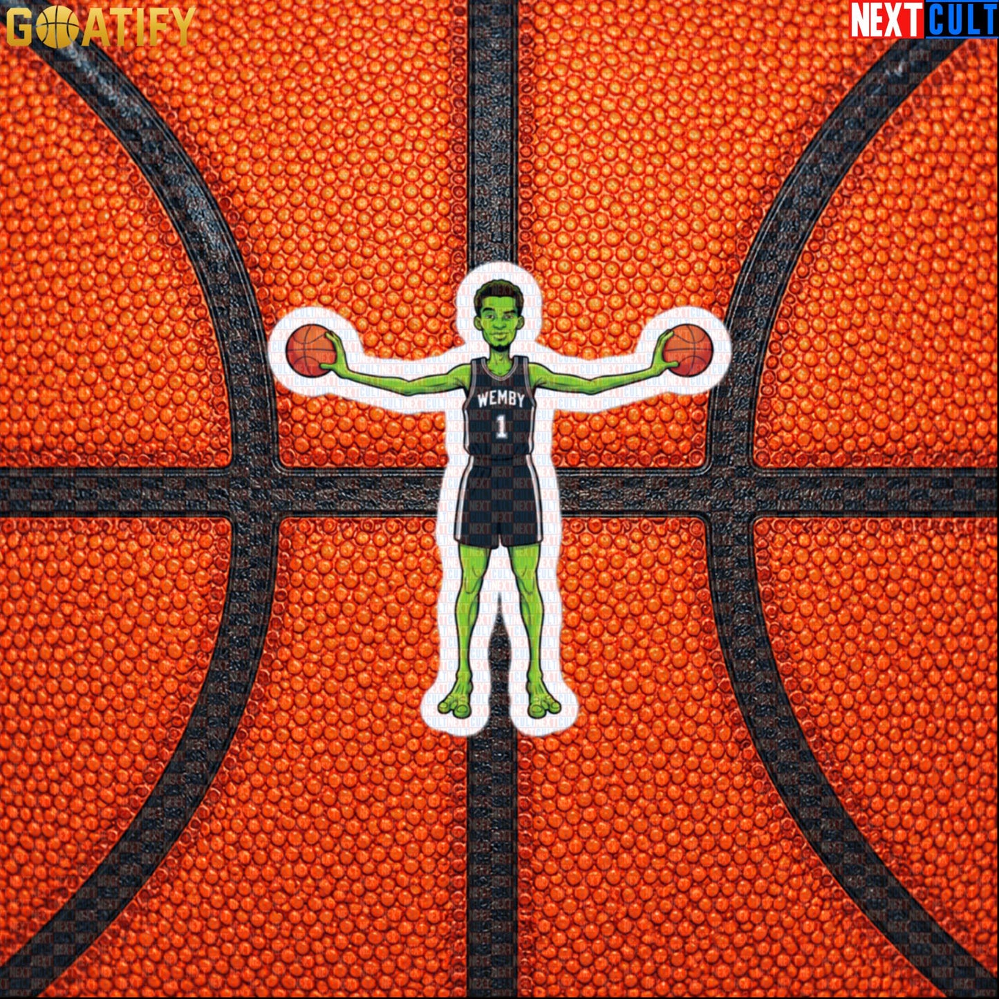 Basketball Sticker Alien Wemby Sci-Fi Decal for Spurs Fans, Laptops and NBA Gifts |  | ["Basketball", "France", "NBA", "San Antonio Spurs", "Victor Wembanyama", "Wemby"]