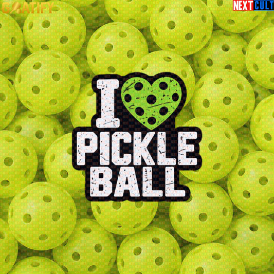 Pickleball Sticker I Love Pickleball Retro Heart Decal for Players, Fans & Gifts | Stickers | ["NCB", "Pickleball"]