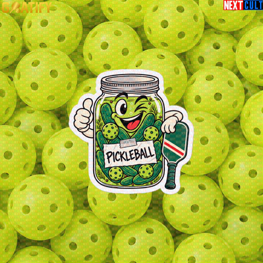 Pickleball Sticker Funny Pickle Jar Retro Decal for Players, Paddles & Sports Gifts | Stickers | ["NCB", "Pickleball"]