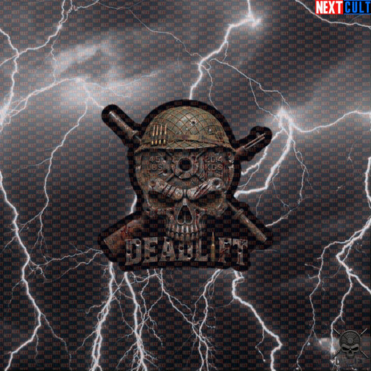 Deadlift Sticker Military Skull Gym Decal for Powerlifters, Hardcore Lifting Gift | Stickers | ["4th of July", "Bodybuilding", "Fitness", "Gym", "Hardcore", "Leg Day", "NCB", "Powerlifting", "Workout"]