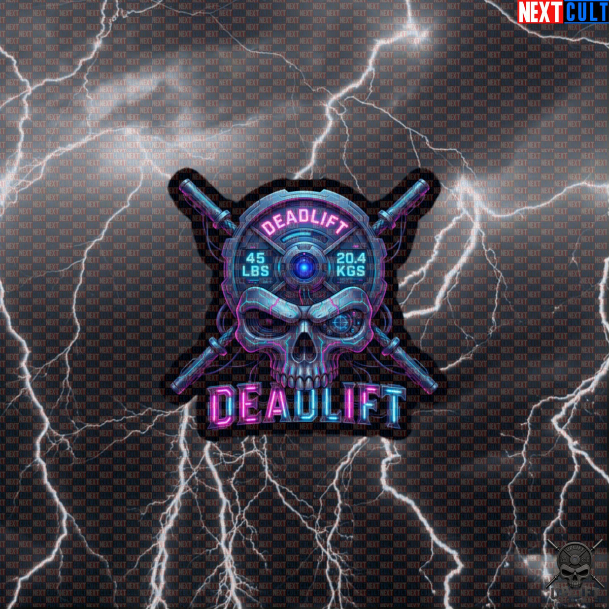 Deadlift Sticker Cyberpunk Skull Gym Decal for Powerlifters, Sci-Fi Fitness Gift | Stickers | ["Bodybuilding", "Fitness", "Gym", "Leg Day", "NCB", "Powerlifting", "Workout"]