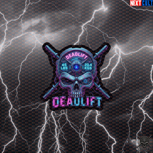 Deadlift Sticker Cyberpunk Skull Gym Decal for Powerlifters, Sci-Fi Fitness Gift | Stickers | ["Bodybuilding", "Fitness", "Gym", "Leg Day", "NCB", "Powerlifting", "Workout"]