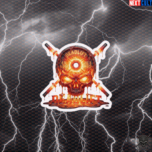 Deadlift Sticker Fiery Skull Decal for Lifters, Hardcore Gym Accessory Gift Default Title Stickers Next Cult Brand
