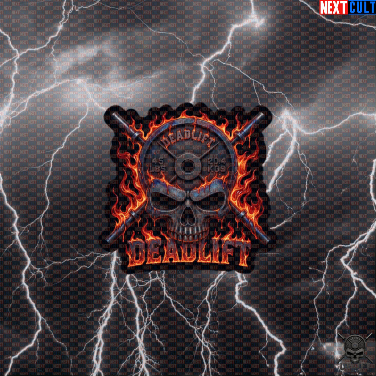Deadlift Sticker Flaming Skull Decal for Lifters, Hardcore Gym Accessory Gift Default Title Stickers Next Cult Brand