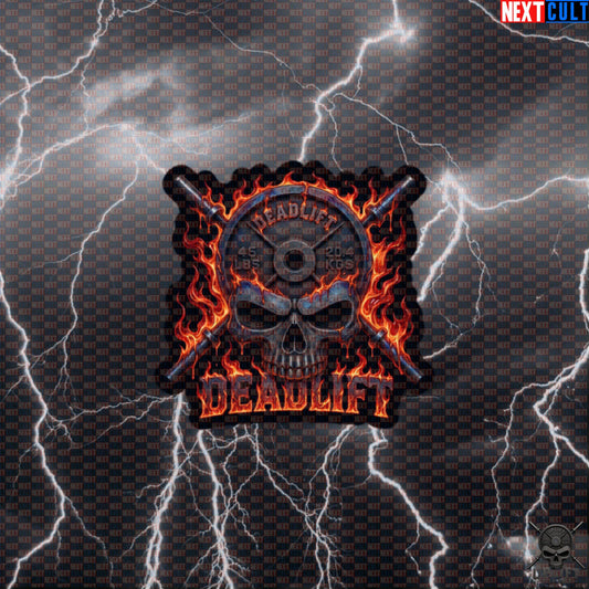 Deadlift Sticker Flaming Skull Decal for Lifters, Hardcore Gym Accessory Gift Default Title Stickers Next Cult Brand