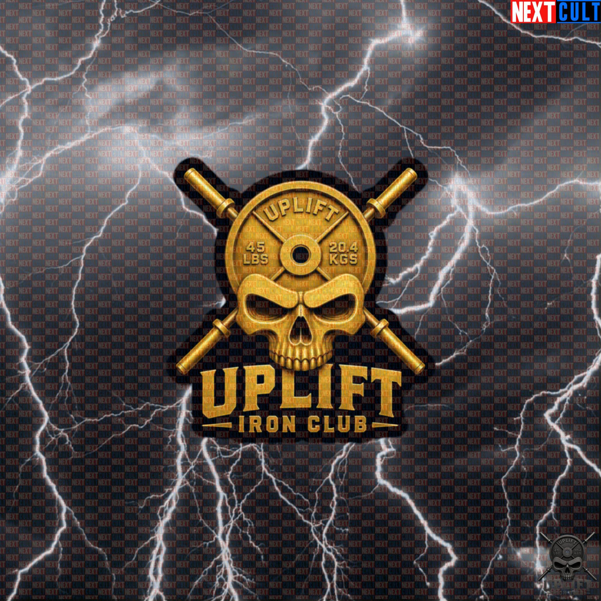 Gold Skull Sticker Uplift Iron Club Gym Decal for Lifters Powerlifting Bodybuilding Accessory | Stickers | ["Bodybuilding", "Fitness", "Gym", "Hardcore", "NCB", "Powerlifting", "Workout"]
