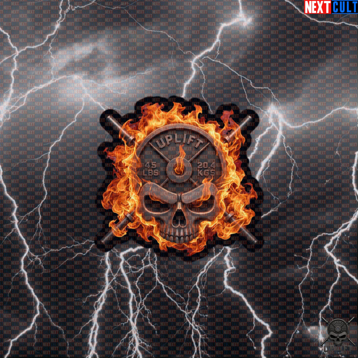 Sticker Flaming Skull Gym Decal for Lifters Bottles Lockers Uplift Iron Club | Stickers | ["Bodybuilding", "Fitness", "Gym", "Hardcore", "NCB", "Powerlifting", "Workout"]