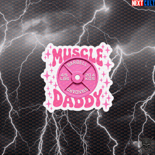 Muscle Daddy Sticker Pink Barbell Plate Gym Decal for Lifters and Fitness Fans Default Title Stickers Next Cult Brand
