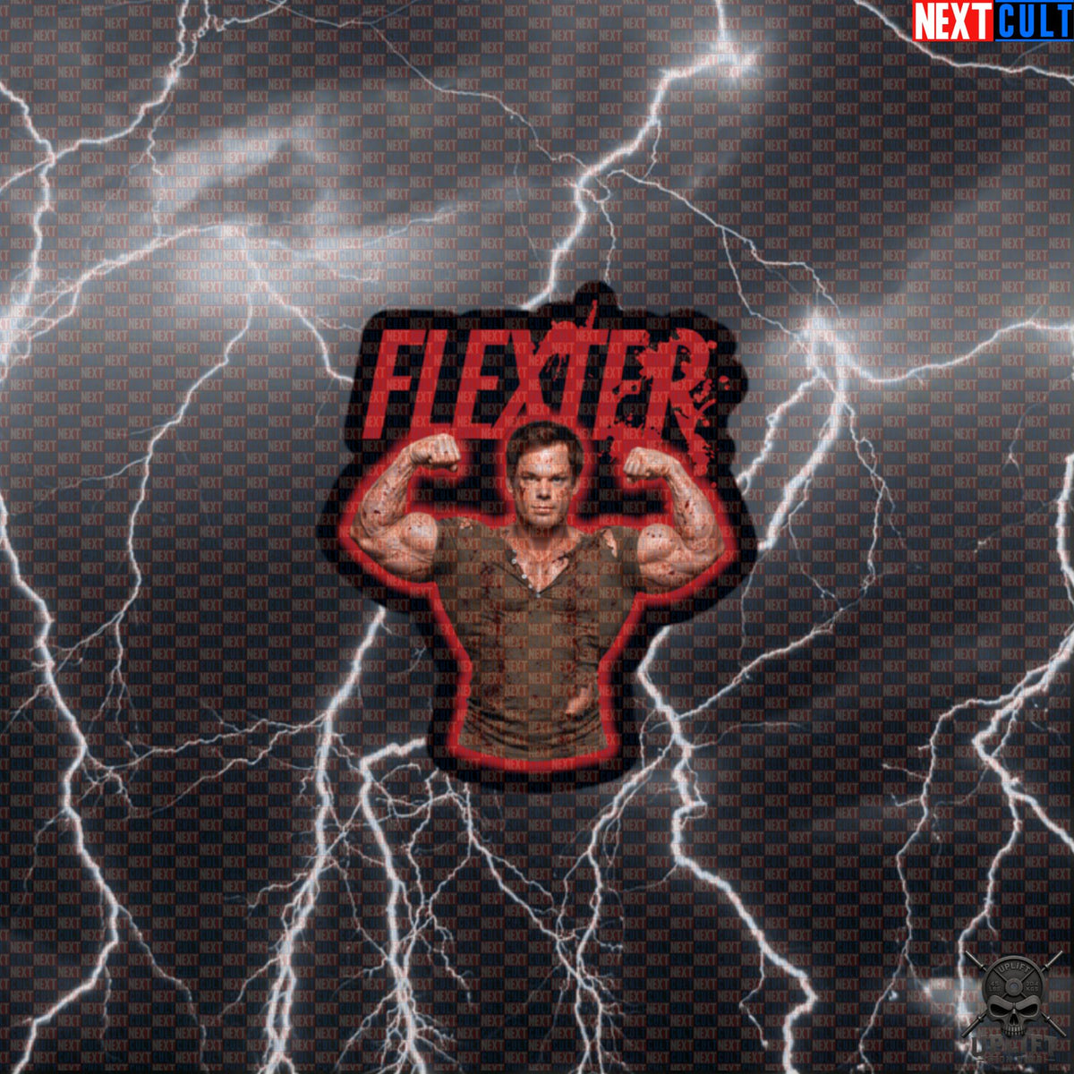 Flexter Sticker Serial Lifter Gym Parody Decal for Bodybuilders and Horror Fans | Stickers | ["Bodybuilding", "Dexter", "Fitness", "Gym", "Halloween", "NCB", "TV", "Workout"]