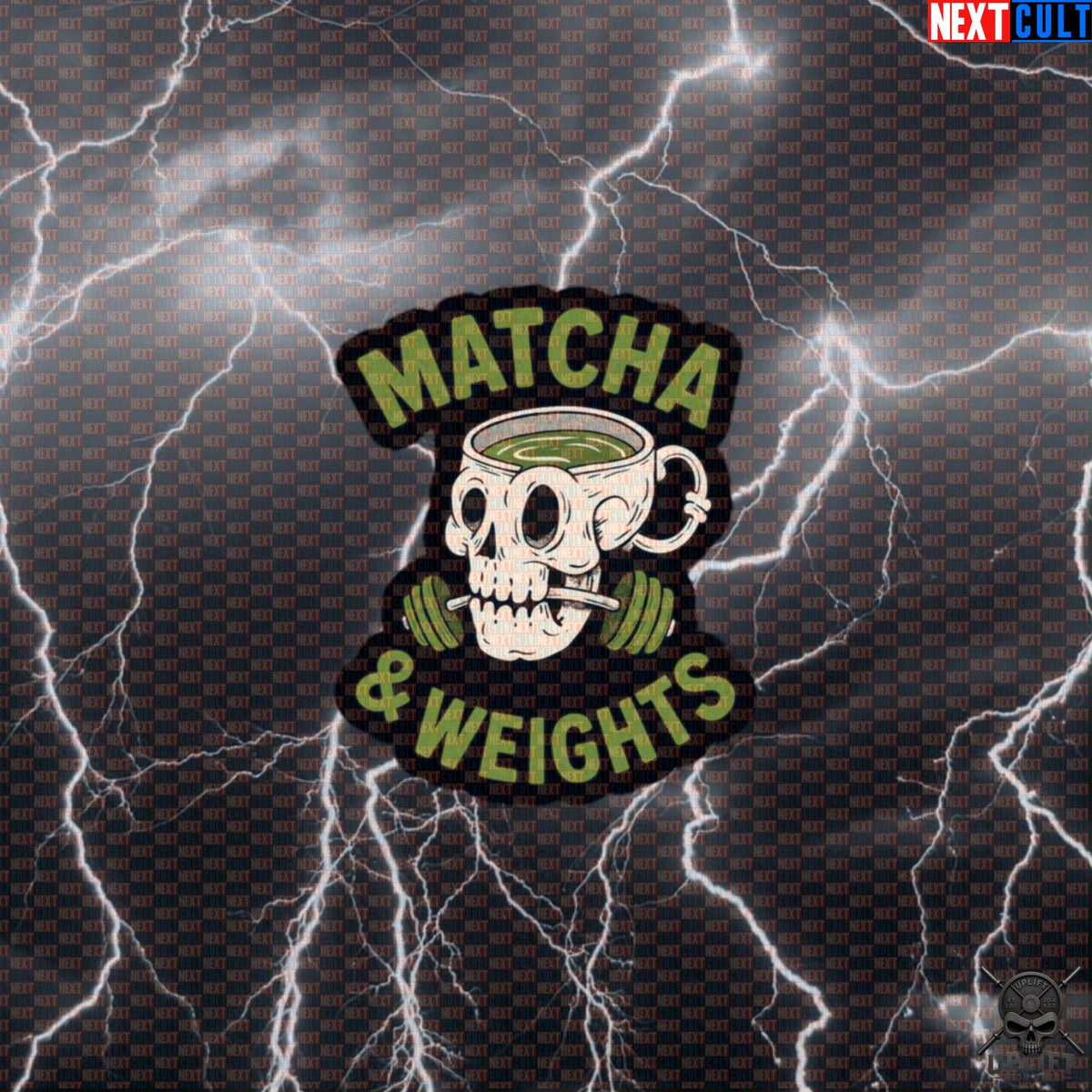 Matcha and Weights Sticker for Matcha Lovers, Lifters and Gym Accessories | Stickers | ["Bodybuilding", "Coffee", "Fitness", "Gym", "NCB", "Powerlifting", "Workout"]