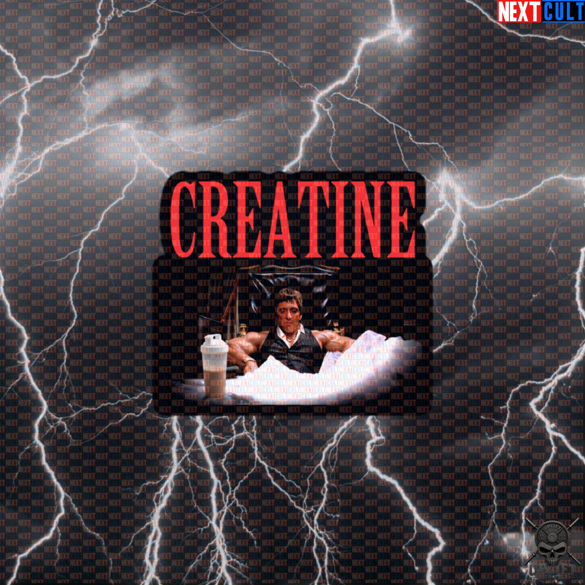 Creatine Sticker Scarface Gym Meme for Lifters, Bodybuilders, Gym Bros & Movie Buffs | Stickers | ["Bodybuilding", "Creatine", "Films", "Fitness", "Gym", "NCB", "Scarface", "Workout"]