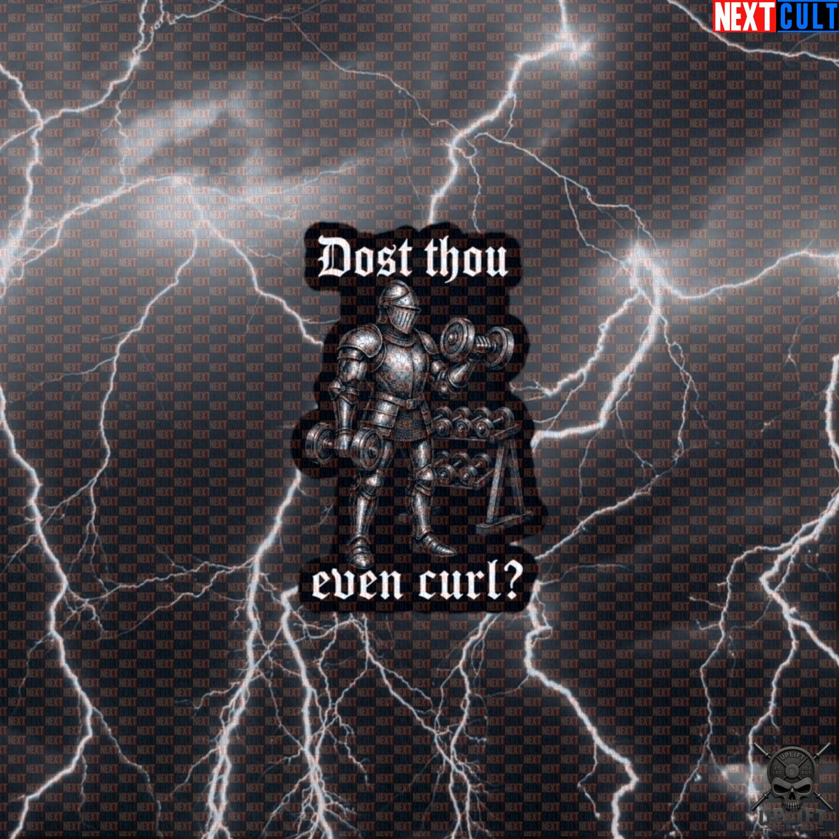 Gym Sticker Dost Thou Even Curl Medieval Knight Bicep Decal for Lifters & Bodybuilders Default Title Stickers Next Cult Brand