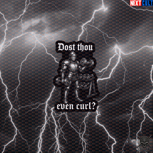 Gym Sticker Dost Thou Even Curl Medieval Knight Bicep Decal for Lifters & Bodybuilders Default Title Stickers Next Cult Brand