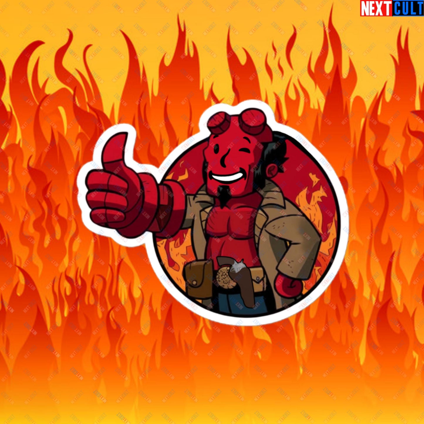 Hellboy Vault Boy Fallout Funny Cartoon Mashup Bubble-free stickers