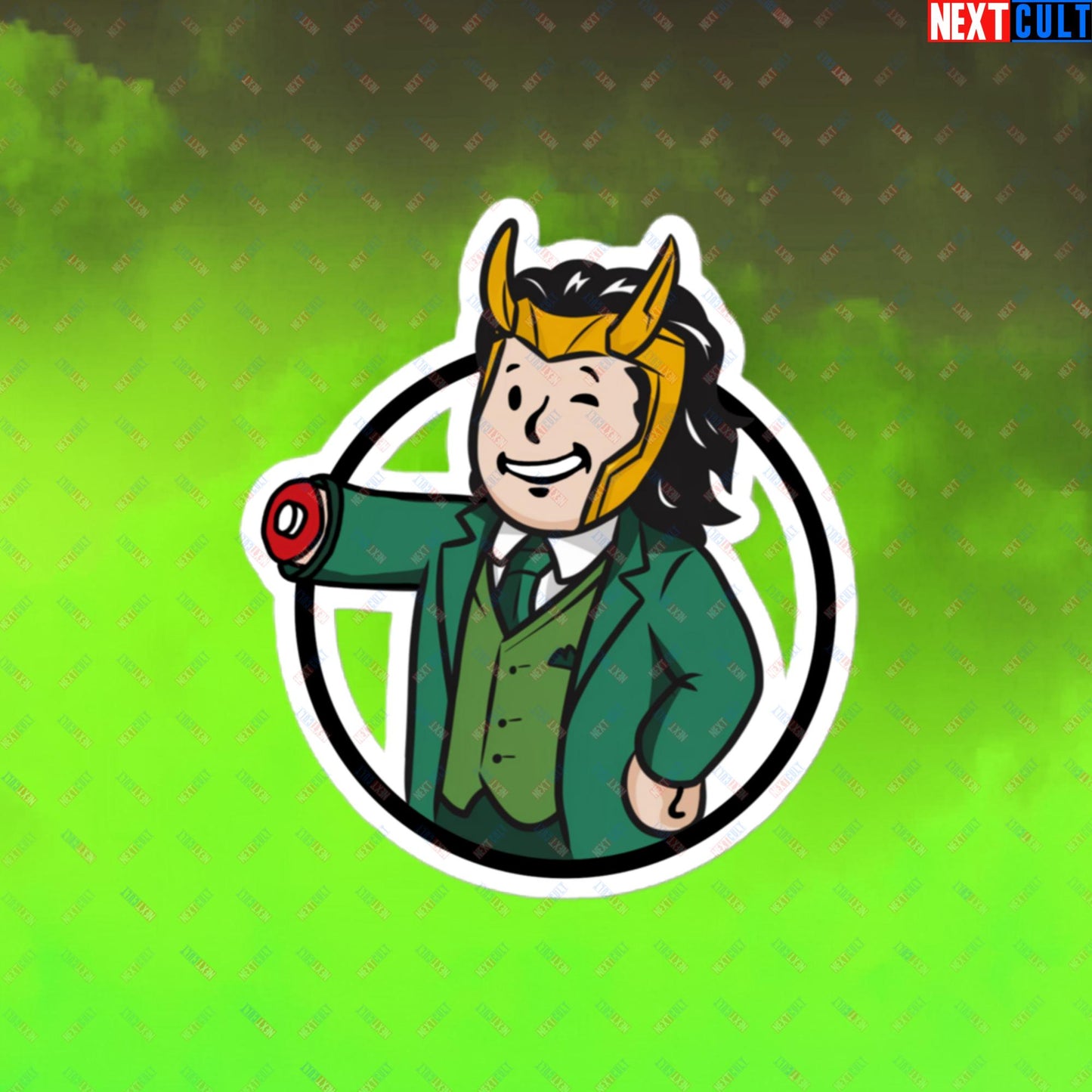 Loki Vault Boy Fallout Funny Meme Cartoon Mashup Bubble-free stickers