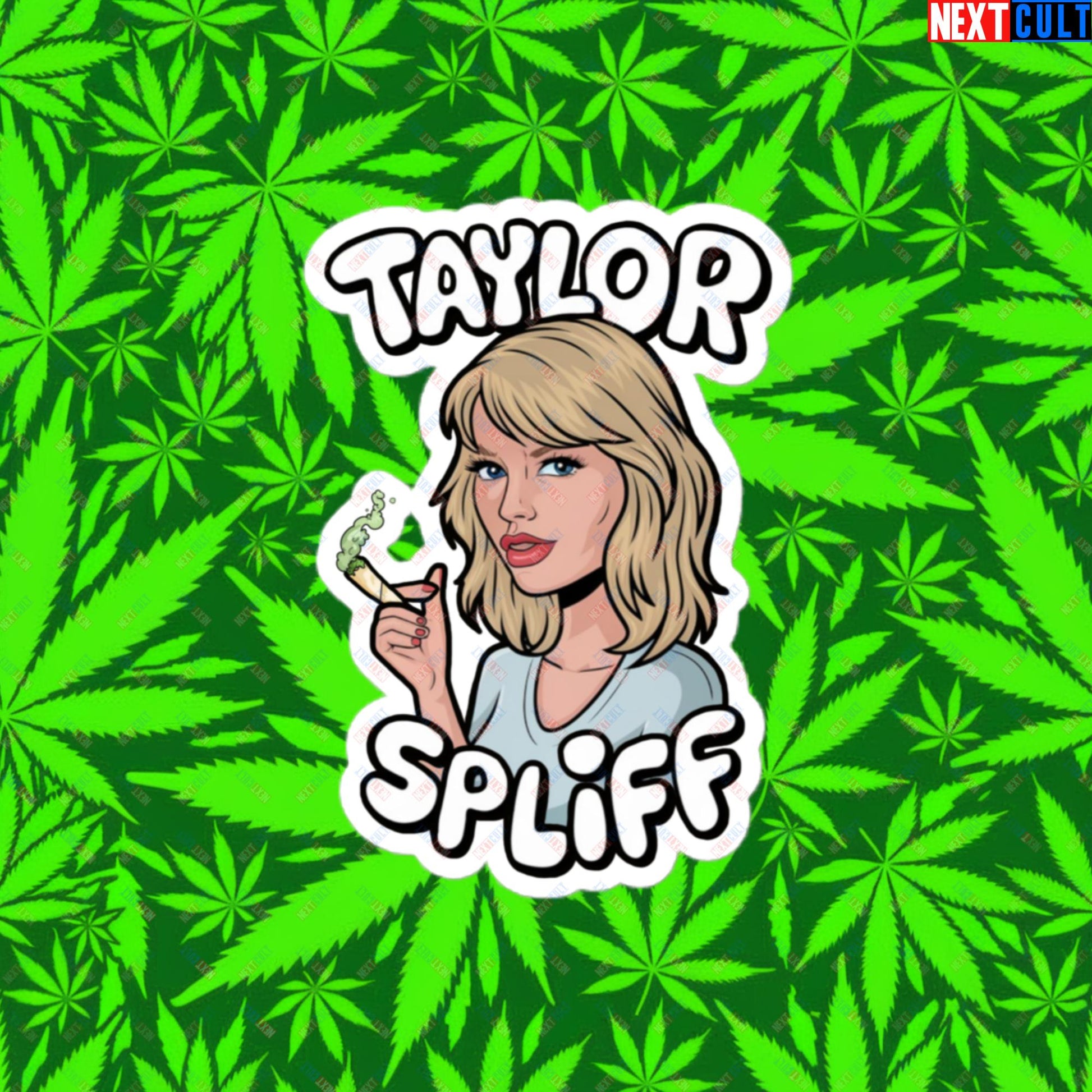 Taylor Spliff Pop Music Star Pothead Stoner Funny Weed Meme Bubble-free stickers 4″×4″ Stickers Music Weed Next Cult Brand