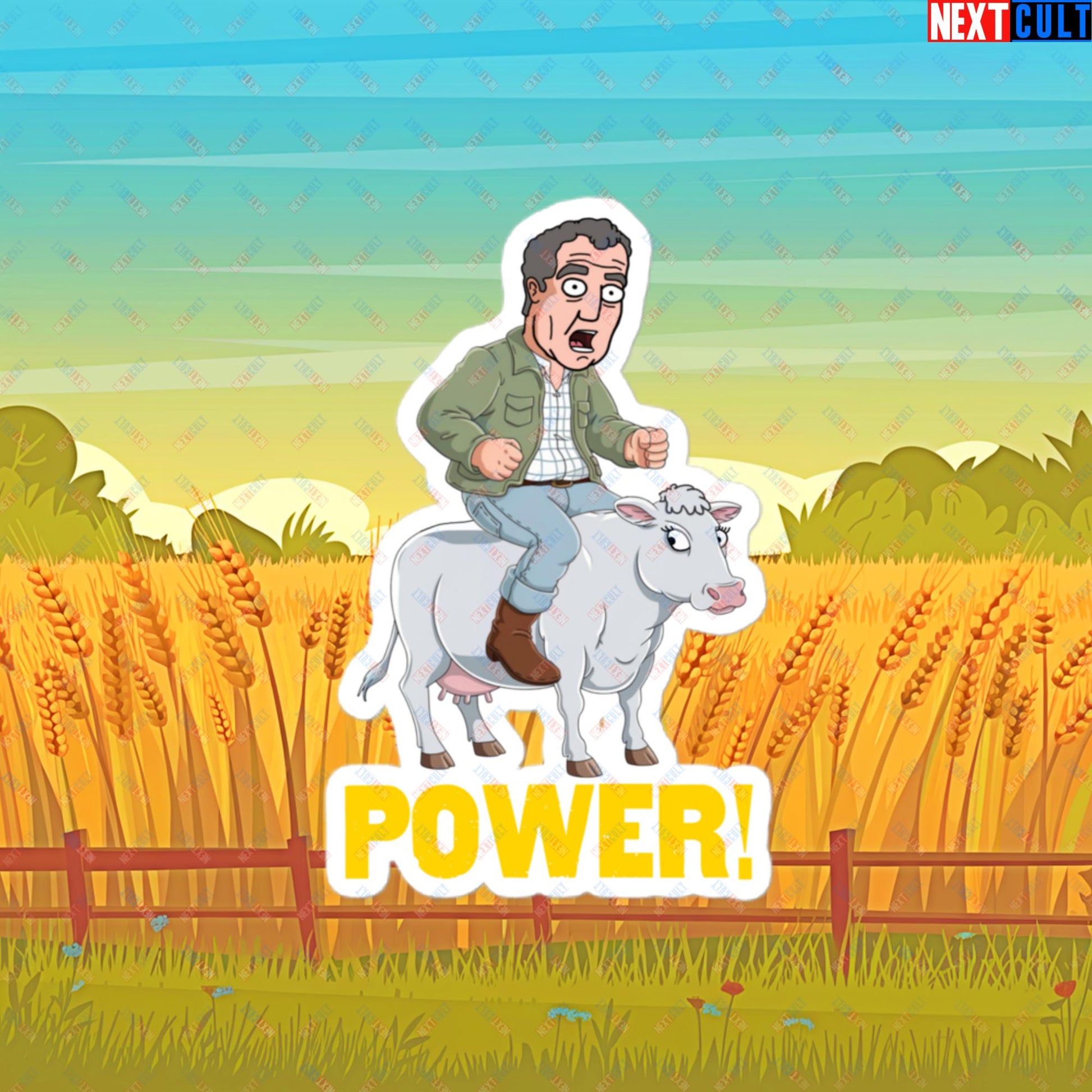 Speed and Power Pepper Cow Jeremy Clarkson's Farm Diddly Squat Grand Tour Top Gear Funny Meme Cartoon Bubble-free stickers 4″×4″ Stickers Clarkson's Farm Grand Tour Jeremy Clarkson Top Gear TV Shows Next Cult Brand