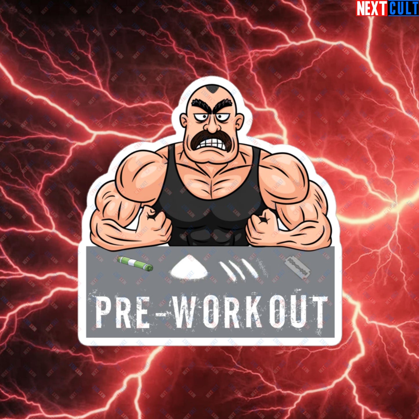 I Love Pre-workout Gym Bro Fitness Bodybuilding Workout Weightlifting Powerlifting Funny Meme Cartoon Bubble-free stickers 4″×4″ Stickers Fitness Gym Workout Next Cult Brand