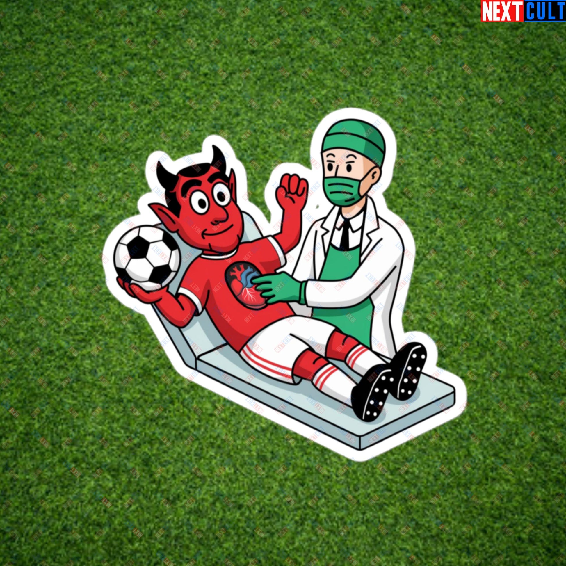 Open Heart Surgery Manchester United Ralf Rangnick Meme Cartoon Bubble-free stickers 4″×4″ Stickers Football GlazersOut Manchester United RatcliffeOut Next Cult Brand