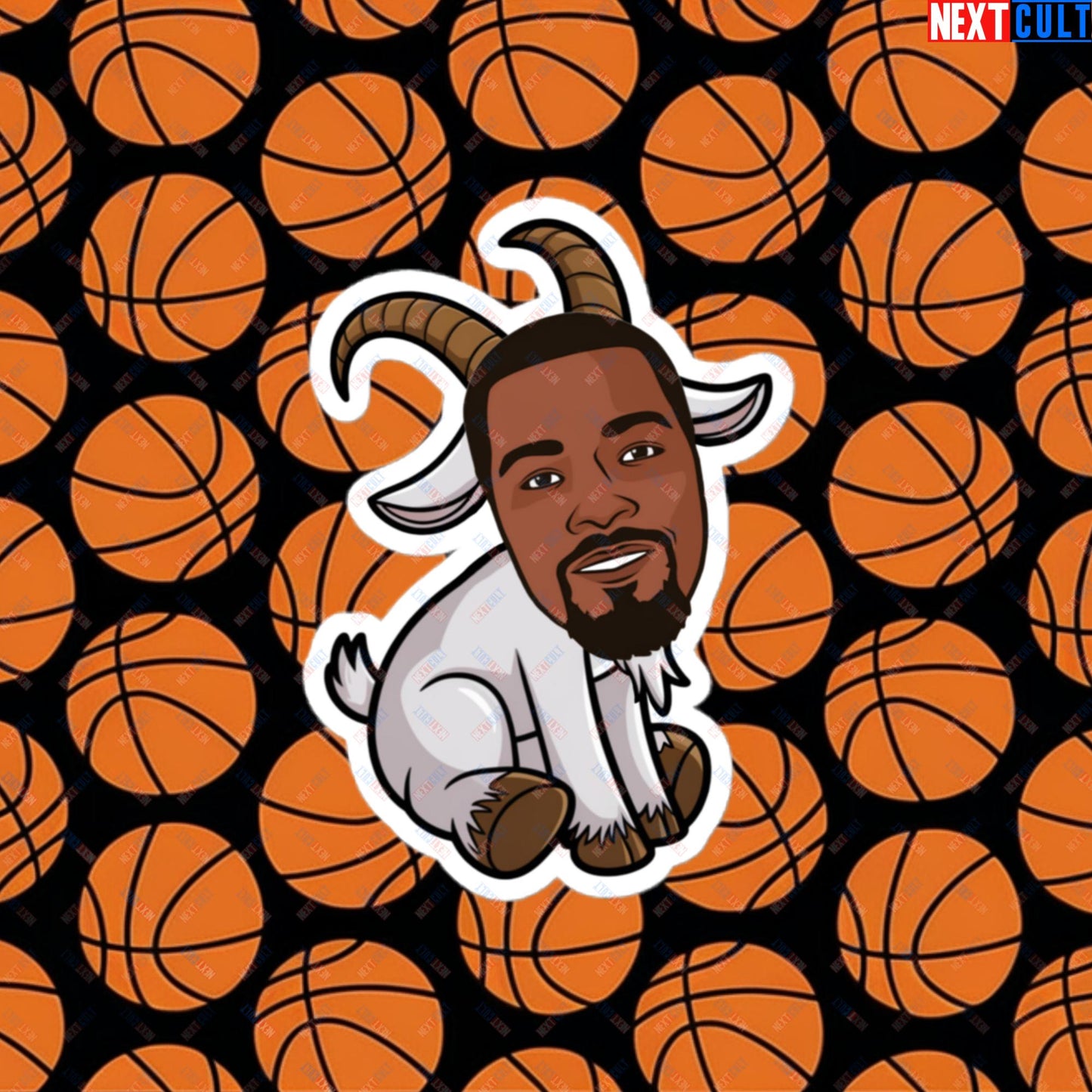 Kevin Durant G.O.A.T. Sticker - Funny Basketball Meme Decal - Greatest of All Time Print for Basketball Fans - Perfect Gift for Durant Fans Bubble-free stickers 4″×4″ Stickers Basketball G.O.A.T. Golden State Warriors Kevin Durant NBA Oklahoma City Thunder Phoenix Suns Next Cult Brand