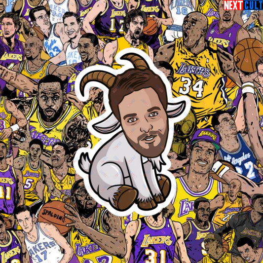 Pau Gasol G.O.A.T. Sticker - Funny Basketball Meme Decal - Greatest of All Time Print for Basketball Fans - Perfect Gift for Pau Gasol Fans Bubble-free stickers 4″×4″ Stickers Basketball G.O.A.T. Los Angeles Lakers NBA Pau Gasol Next Cult Brand