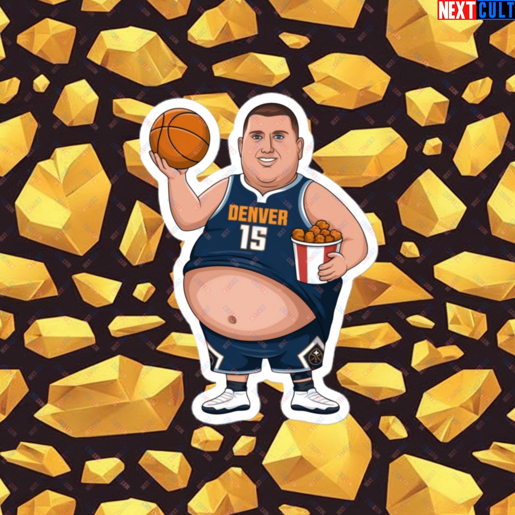 Fat Jokic Denver Nuggets Sticker - Funny Basketball Meme Decal - Big Jokic Dominance Print for Basketball Fans - Perfect Gift for Jokic Fans Bubble-free stickers 4″×4″ Stickers Basketball Denver Nuggets NBA Nikola Jokic Next Cult Brand