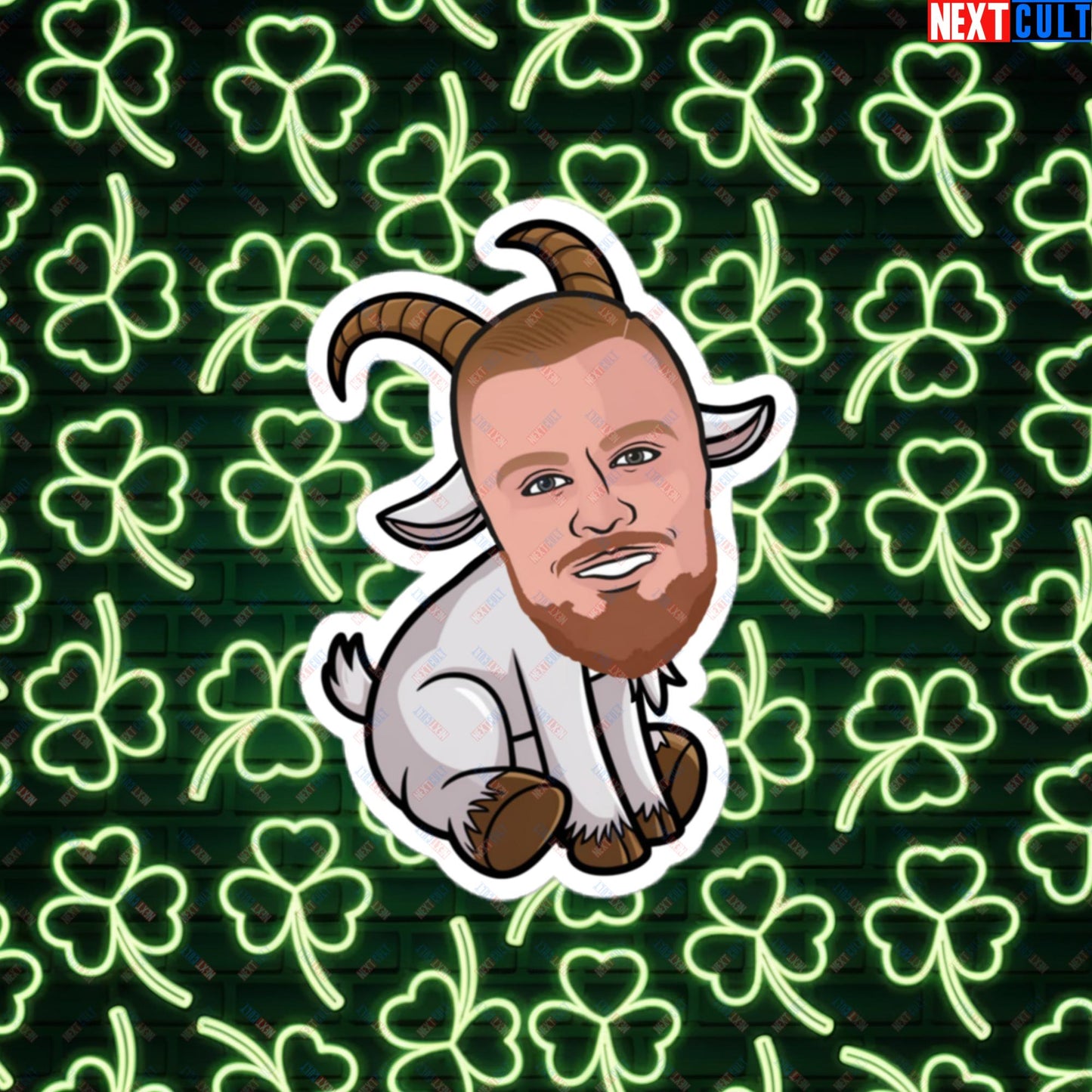 Kristaps Porzingis GOAT Sticker - Funny Basketball Meme Decal - Greatest of All Time Print for Boston Celtics and Latvia Fans - Perfect Gift for Porzingis Fans Bubble-free stickers 4″×4″ Stickers Basketball Boston Celtics G.O.A.T. Kristaps Porzingis NBA Next Cult Brand