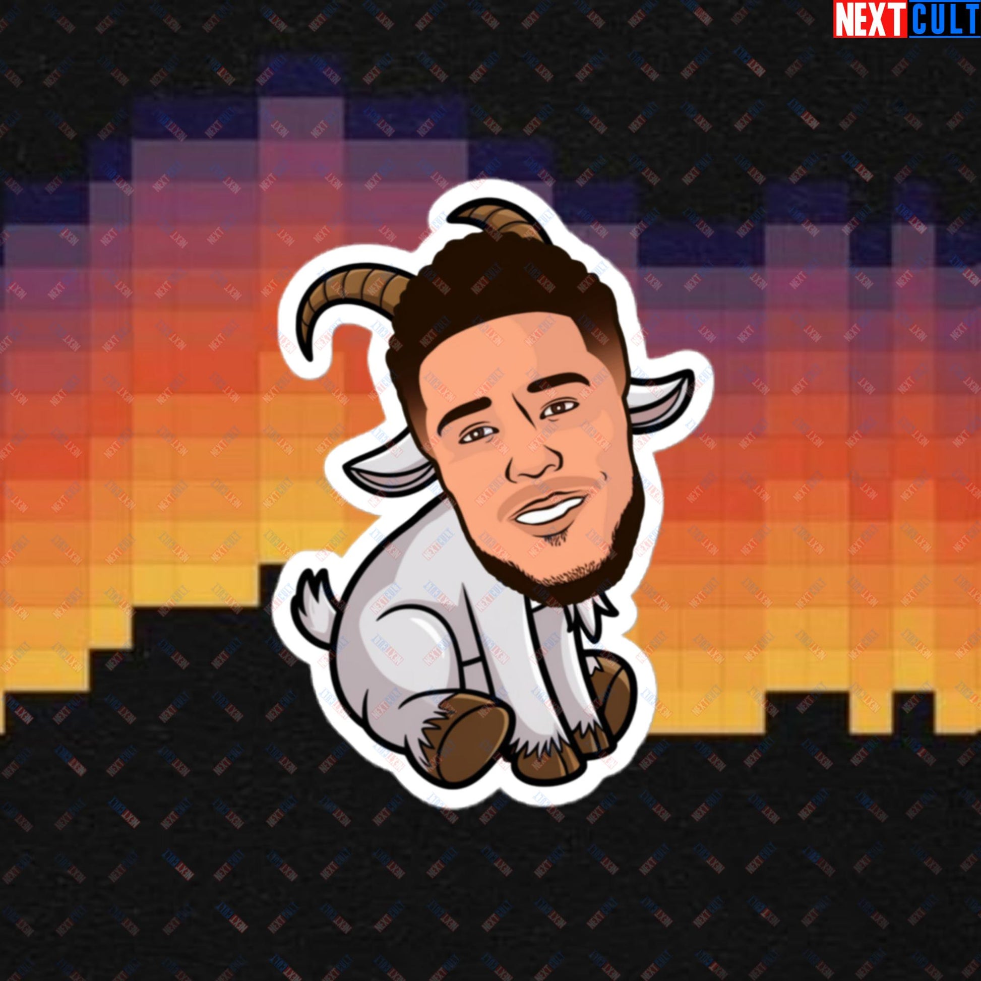 Devin Booker GOAT Sticker - Funny Basketball Meme Decal - Phoenix Suns Greatest of All Time Print for Basketball Fans - Perfect Gift for Devin Booker Fans Bubble-free stickers 4″×4″ Stickers Basketball Devin Booker G.O.A.T. NBA Phoenix Suns Next Cult Brand