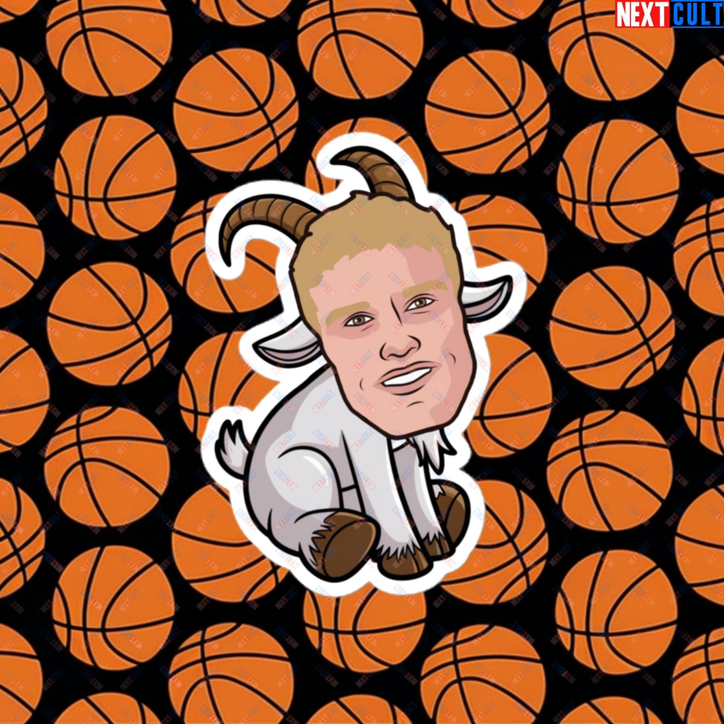 Lauri Markkanen GOAT Sticker - Funny Basketball Meme Decal - Greatest of All Time Print for Basketball Fans - Perfect Gift for Lauri Markkanen Fans Bubble-free stickers 4″×4″ Stickers Basketball G.O.A.T. Lauri Markkanen NBA Utah Jazz Next Cult Brand