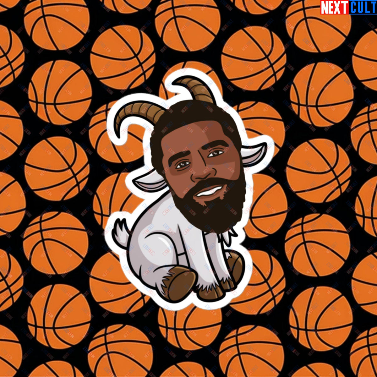Kyrie Irving G.O.A.T. Sticker - Uncle Drew Basketball Meme Decal - Dallas Mavericks & Cleveland Cavaliers Fan Gift - Funny Cartoon Print for Basketball Lovers Bubble-free stickers 4″×4″ Stickers Next Cult Brand