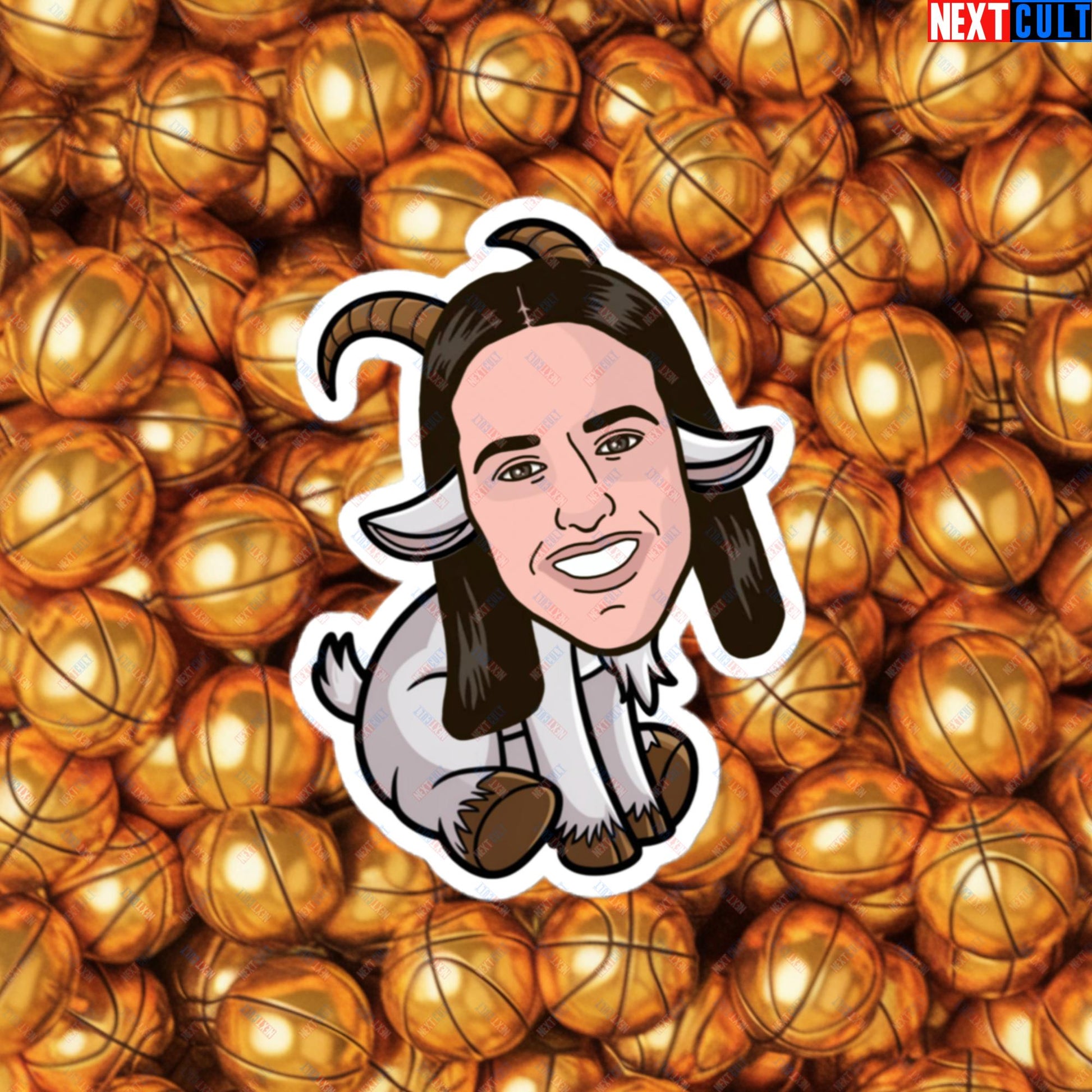 Caitlin Clark G.O.A.T. Sticker - Greatest of All Time Basketball Decal - Indiana Fever & WNBA Fan Print - Funny Women's Basketball Meme Sticker Bubble-free stickers 4″×4″ Stickers Next Cult Brand