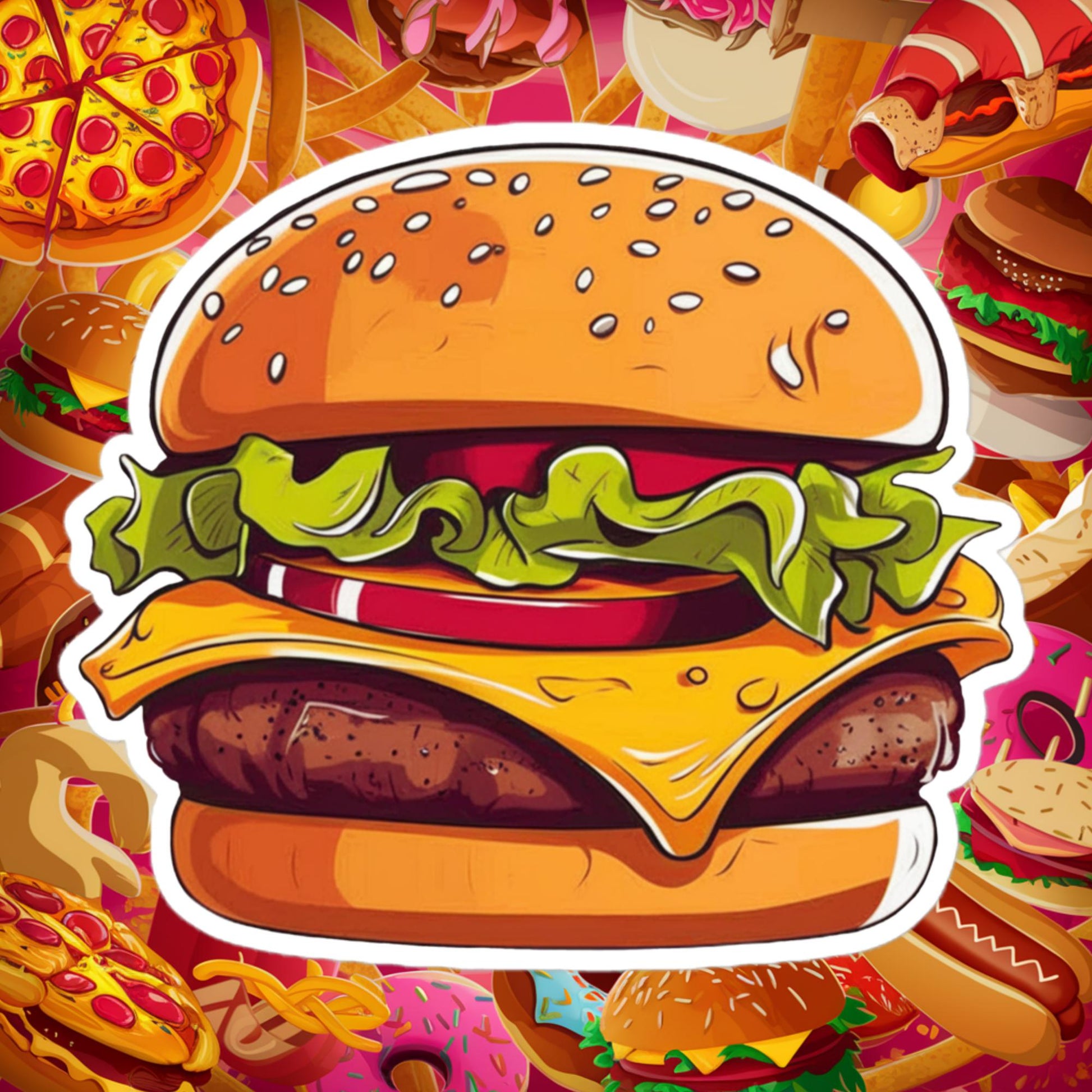 Cheeseburger I Love Burgers Bubble-free stickers Next Cult Brand
