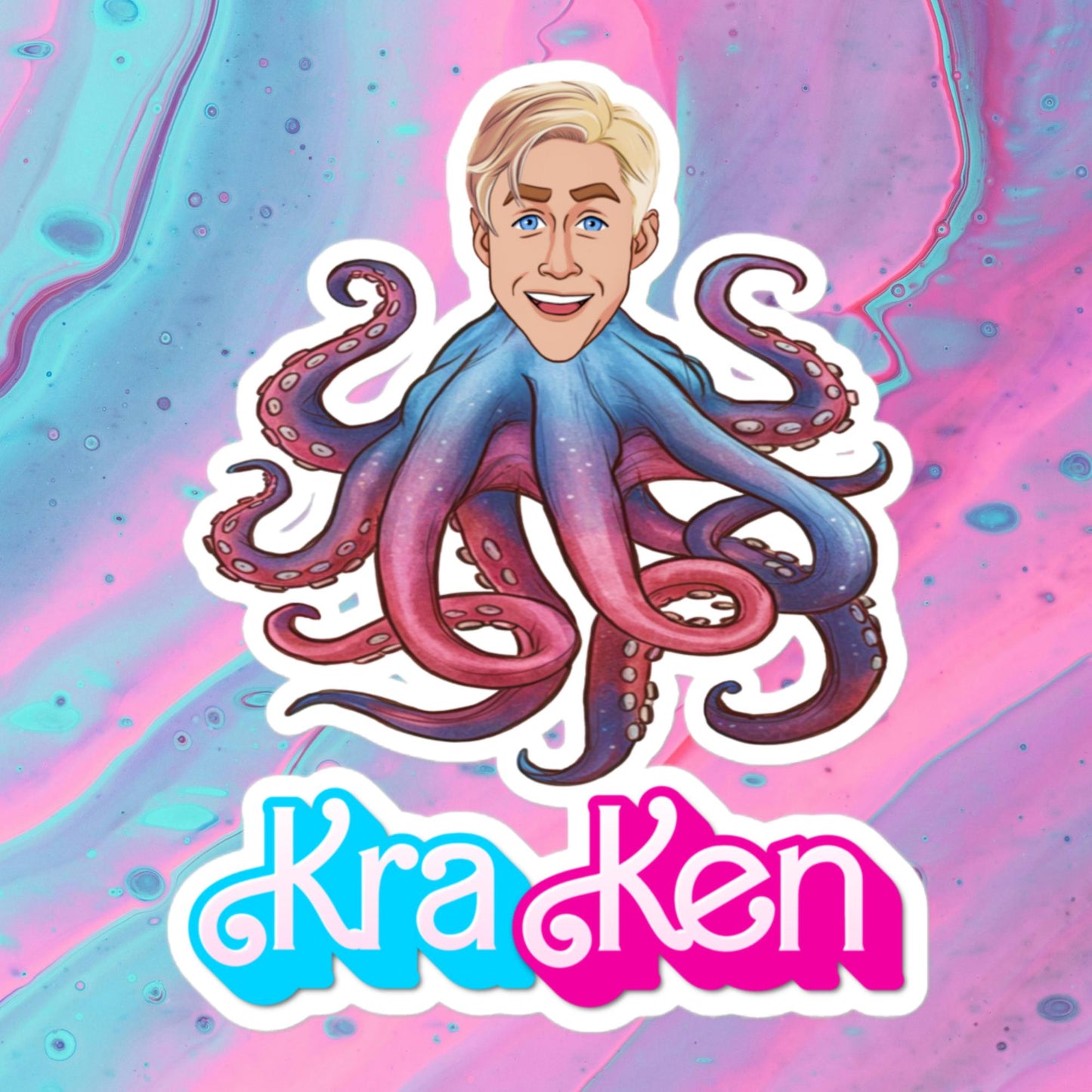 Kraken Ken Barbie Ryan Gosling Funny Bubble-free stickers