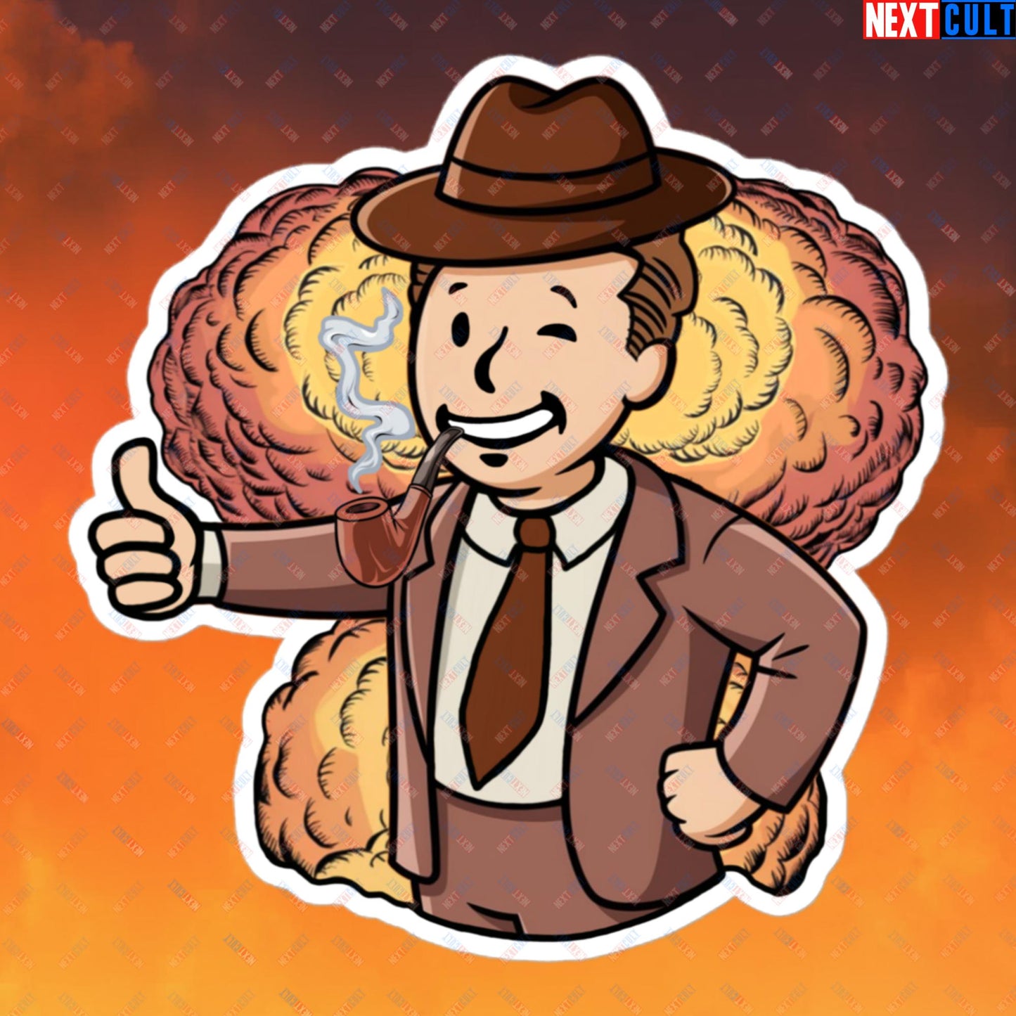 Nuclear Boy Oppenheimer Vault Boy Fallout Funny Meme Cartoon Mashup Bubble-free stickers