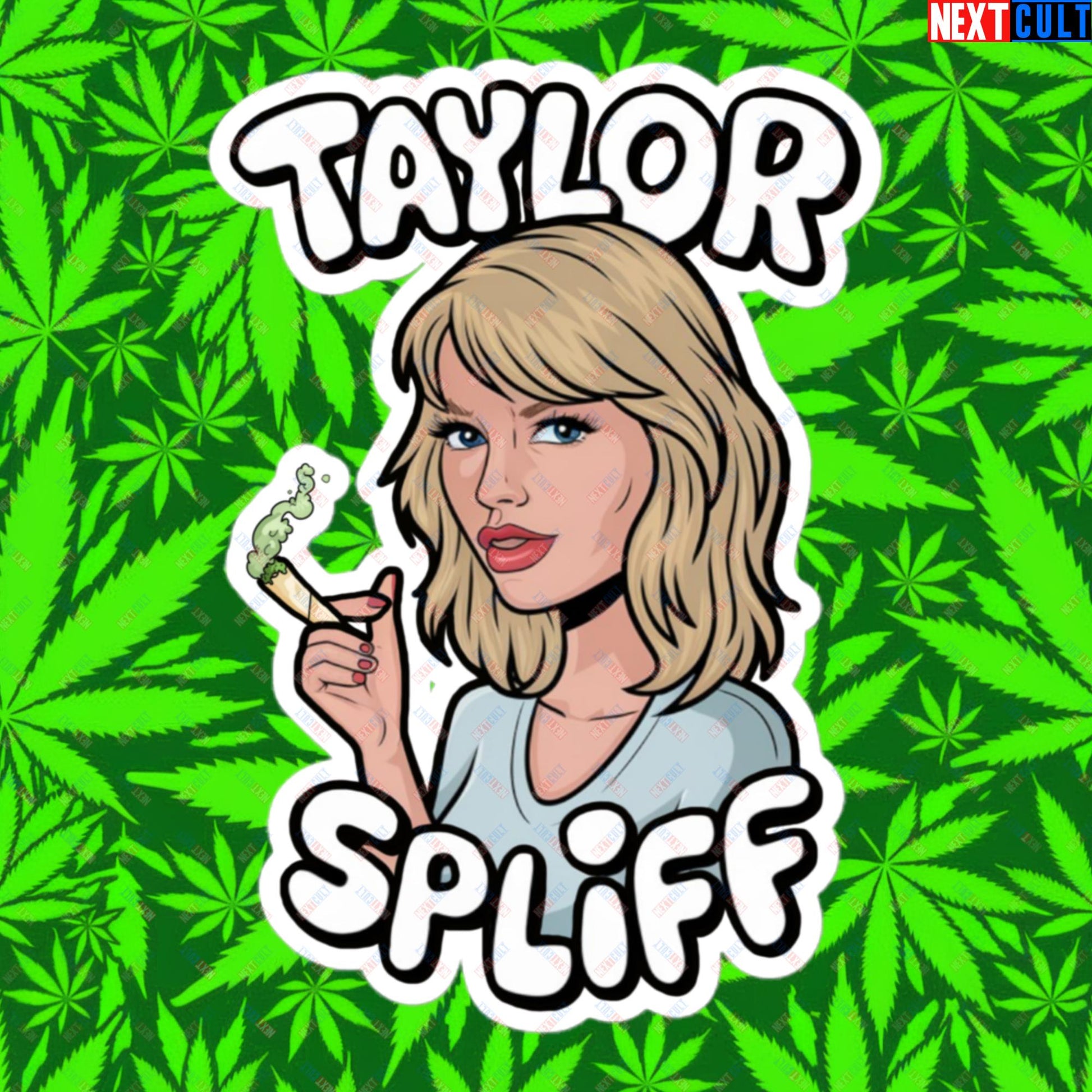 Taylor Spliff Pop Music Star Pothead Stoner Funny Weed Meme Bubble-free stickers 5.5″×5.5″ Stickers Music Weed Next Cult Brand