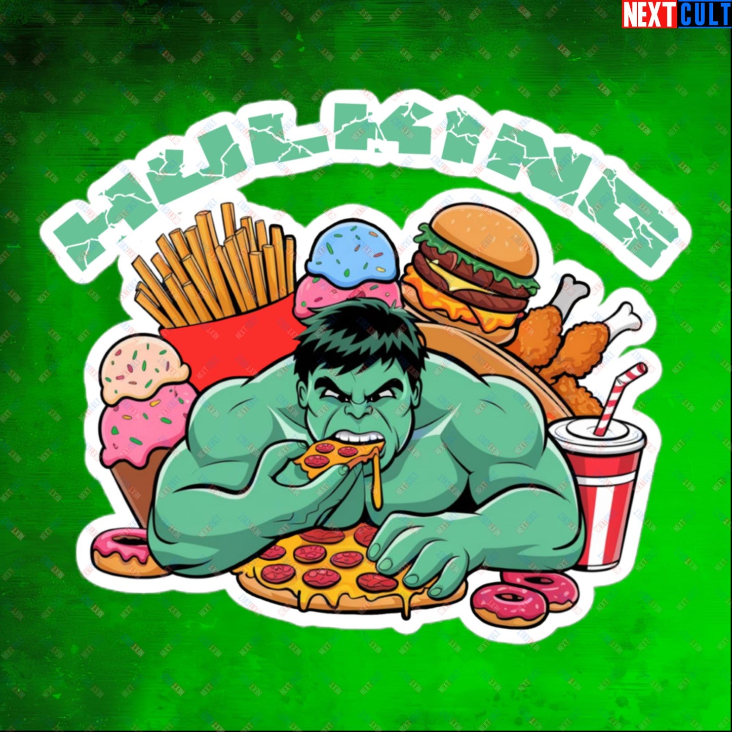 Hulking Bulking Funny Gym Meme Cartoon Bubble-free stickers 5.5″×5.5″ Stickers Bulking Fast Food Fitness Gym Hulk Movies Workout Next Cult Brand