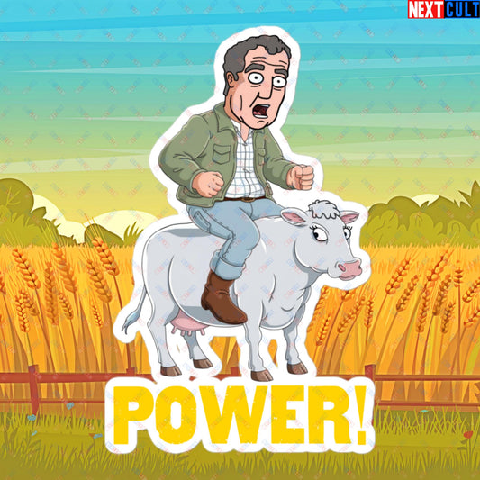 Speed and Power Pepper Cow Jeremy Clarkson's Farm Diddly Squat Grand Tour Top Gear Funny Meme Cartoon Bubble-free stickers 5.5″×5.5″ Stickers Clarkson's Farm Grand Tour Jeremy Clarkson Top Gear TV Shows Next Cult Brand