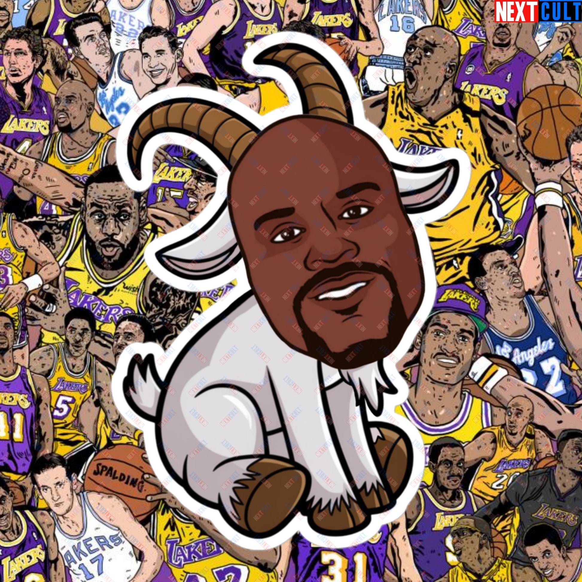 Shaquille O’Neal GOAT Sticker - Shaq Basketball Meme Decal - Greatest of All Time NBA Funny Cartoon Print for Basketball Fans - Perfect Gift for Shaq Lovers Bubble-free stickers 5.5″×5.5″ Stickers Basketball G.O.A.T. Los Angeles Lakers NBA Orlando Magic Shaq Next Cult Brand