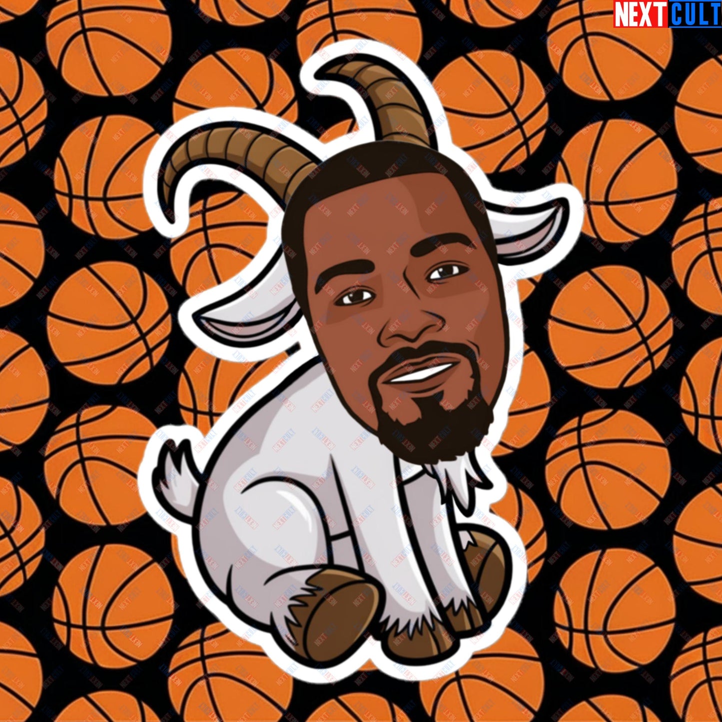 Kevin Durant G.O.A.T. Sticker - Funny Basketball Meme Decal - Greatest of All Time Print for Basketball Fans - Perfect Gift for Durant Fans Bubble-free stickers 5.5″×5.5″ Stickers Basketball G.O.A.T. Golden State Warriors Kevin Durant NBA Oklahoma City Thunder Phoenix Suns Next Cult Brand