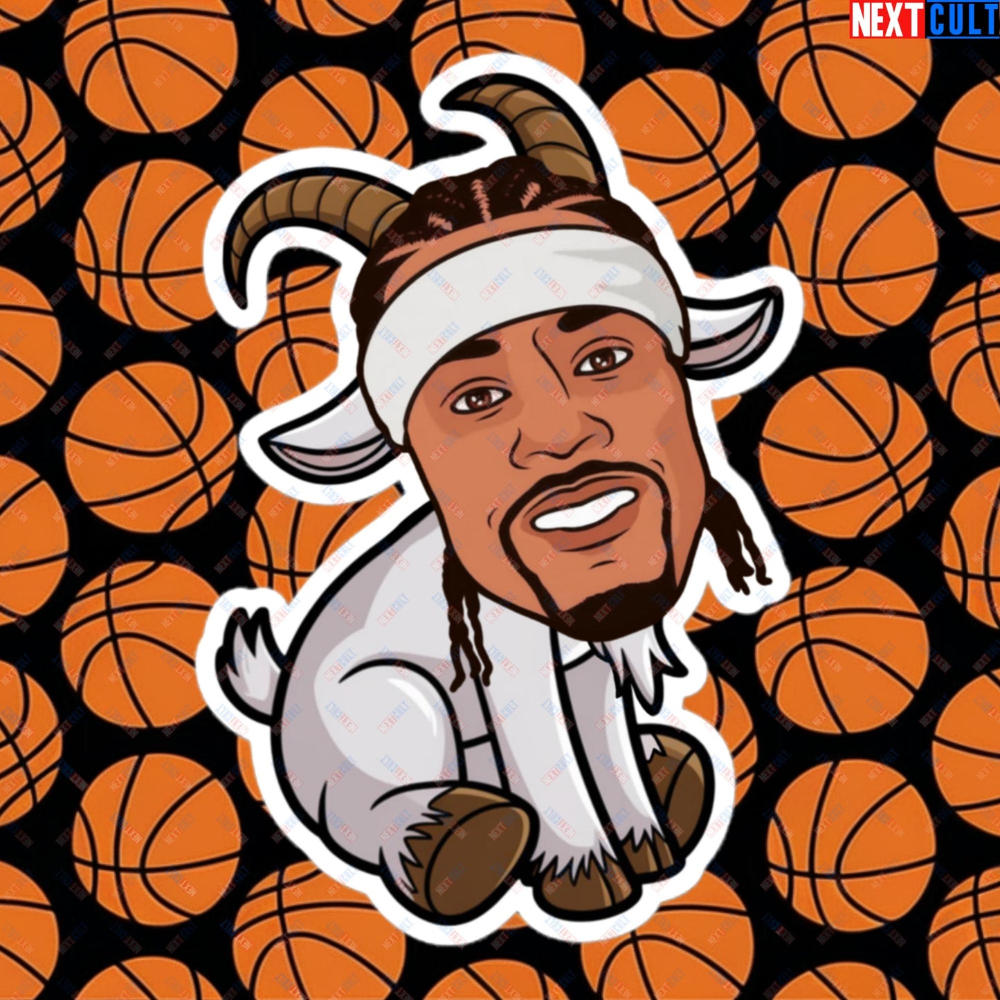 Allen Iverson G.O.A.T. Sticker - Funny Basketball Meme Decal - Greatest of All Time Print for Basketball Fans - Perfect Gift for Allen Iverson Fans Bubble-free stickers 5.5″×5.5″ Stickers Allen Iverson Basketball G.O.A.T. NBA Philadelphia 76ers Next Cult Brand