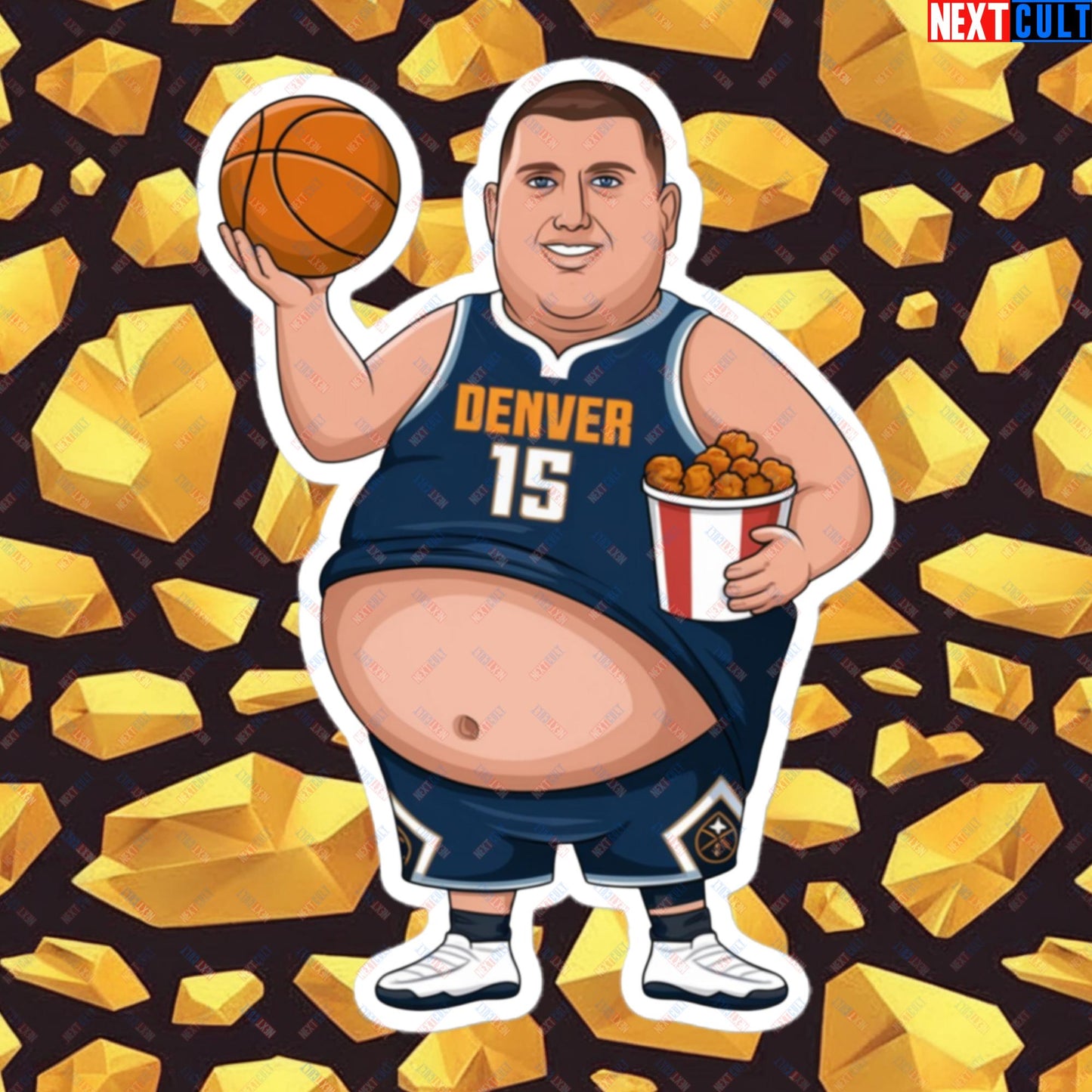 Fat Jokic Denver Nuggets Sticker - Funny Basketball Meme Decal - Big Jokic Dominance Print for Basketball Fans - Perfect Gift for Jokic Fans Bubble-free stickers 5.5″×5.5″ Stickers Basketball Denver Nuggets NBA Nikola Jokic Next Cult Brand