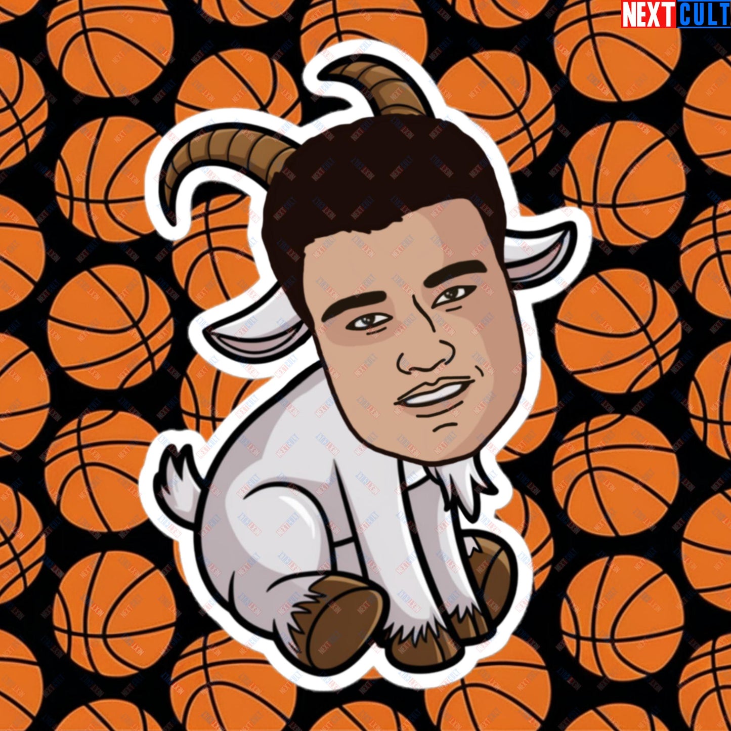 Yao Ming GOAT Sticker - Funny Basketball Meme Decal - Greatest of All Time Print for Houston Rockets Fans - Perfect Gift for Yao Ming Fans Bubble-free stickers 5.5″×5.5″ Stickers Basketball G.O.A.T. Houston Rockets NBA Yao Ming Next Cult Brand