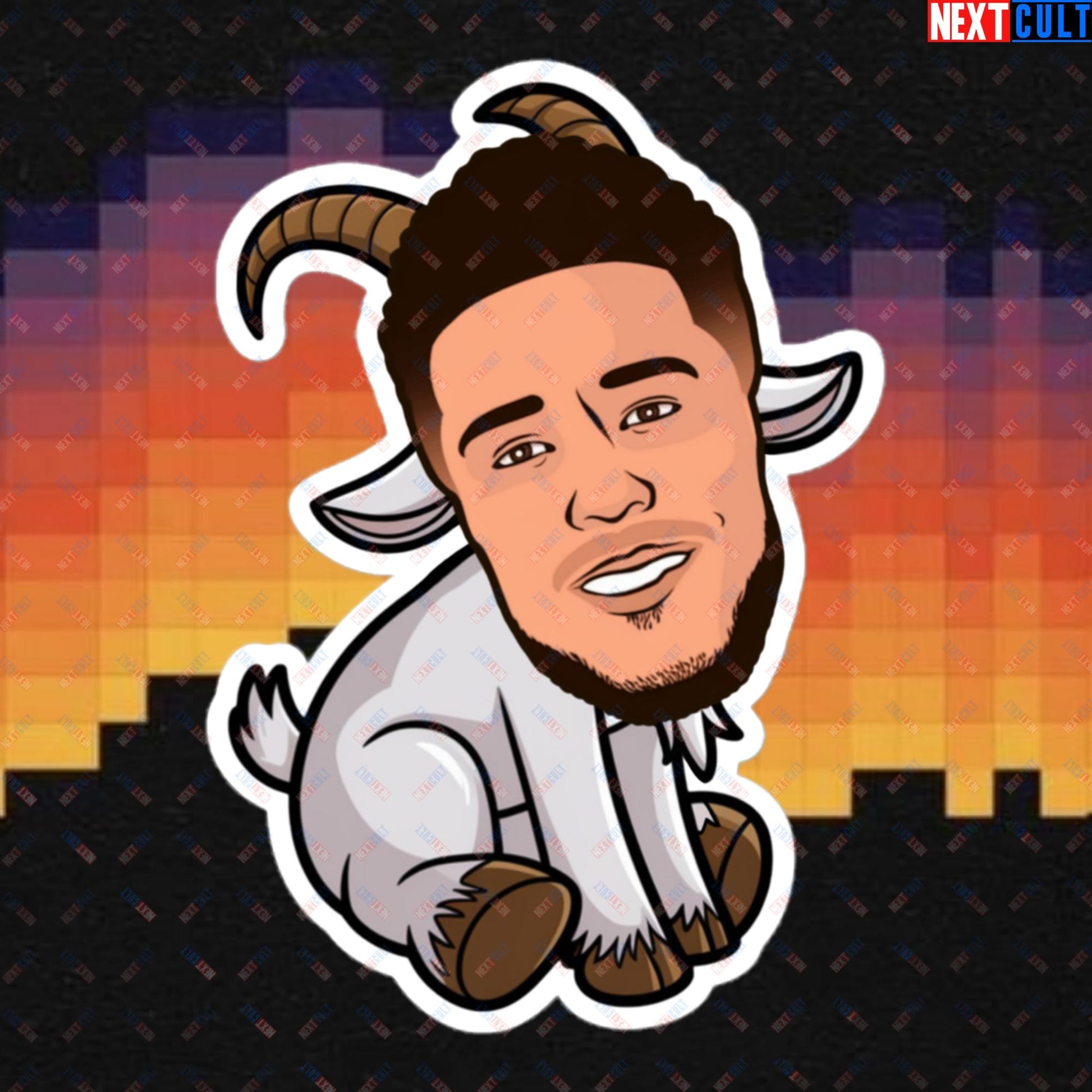 Devin Booker GOAT Sticker - Funny Basketball Meme Decal - Phoenix Suns Greatest of All Time Print for Basketball Fans - Perfect Gift for Devin Booker Fans Bubble-free stickers 5.5″×5.5″ Stickers Basketball Devin Booker G.O.A.T. NBA Phoenix Suns Next Cult Brand