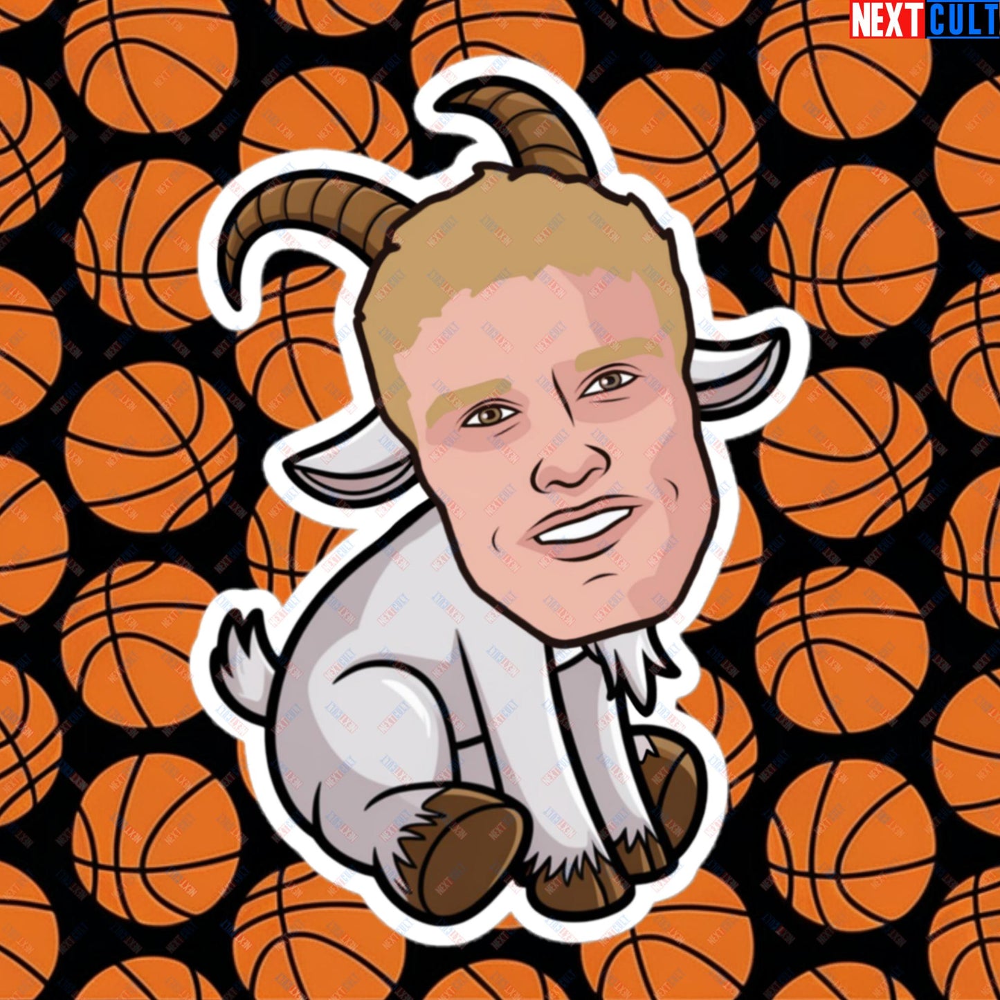 Lauri Markkanen GOAT Sticker - Funny Basketball Meme Decal - Greatest of All Time Print for Basketball Fans - Perfect Gift for Lauri Markkanen Fans Bubble-free stickers 5.5″×5.5″ Stickers Basketball G.O.A.T. Lauri Markkanen NBA Utah Jazz Next Cult Brand