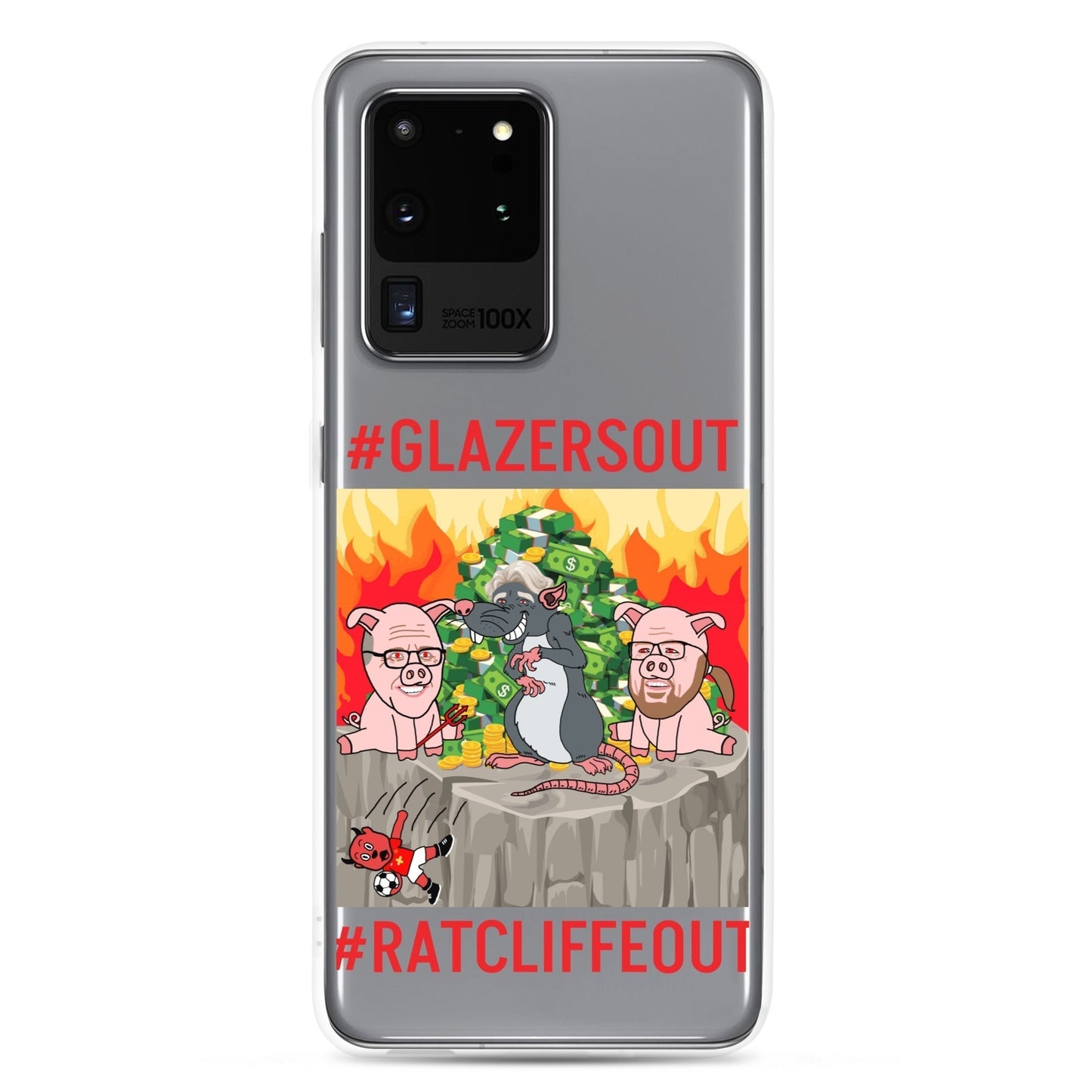 Manchester United Ratcliffe Out, Glazers Out Clear Phone Case for Samsung® Samsung Galaxy S20 Ultra Mobile Phone Cases Football GlazersOut Manchester United RatcliffeOut Next Cult Brand
