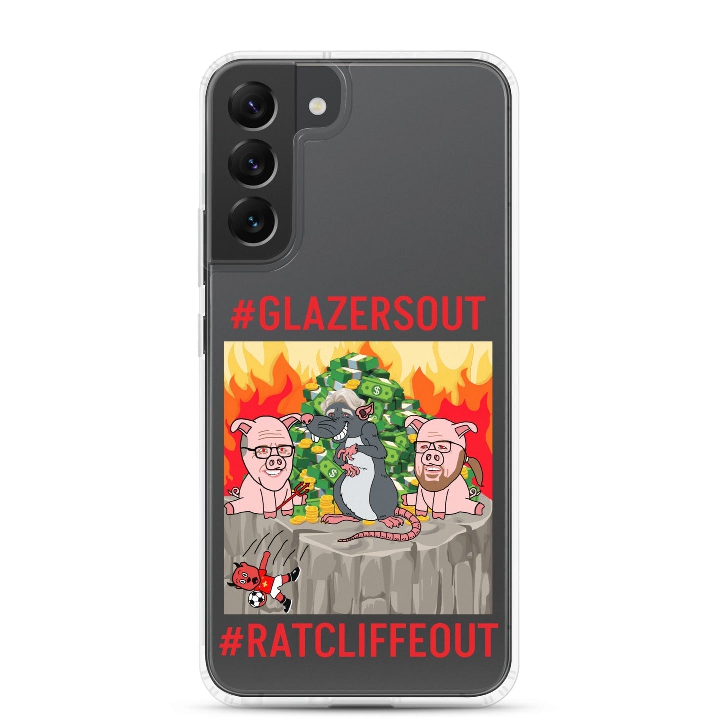 Manchester United Ratcliffe Out, Glazers Out Clear Phone Case for Samsung® Samsung Galaxy S22 Plus Mobile Phone Cases Football GlazersOut Manchester United RatcliffeOut Next Cult Brand